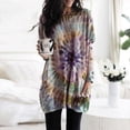 thumbnail image 2 of Women's Casual Loose Fit Tunic Top Long Sleeve Round Neck Printed Fashion Shirts Blouses for Daily Wear Office Work Vacation Outfits Gift for Women | Aestivo,Purple XL, 2 of 8