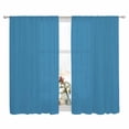 thumbnail image 2 of Blue Semi Sheer Window Curtains 72 Inches Long, Modern Pure Wave Ride Rod Pocket Voile Silky Chiffon Curtain Light Filtering Drapes for Living Room, Kitchen, Bedroom, 52"x72", 2 Panels, 2 of 9