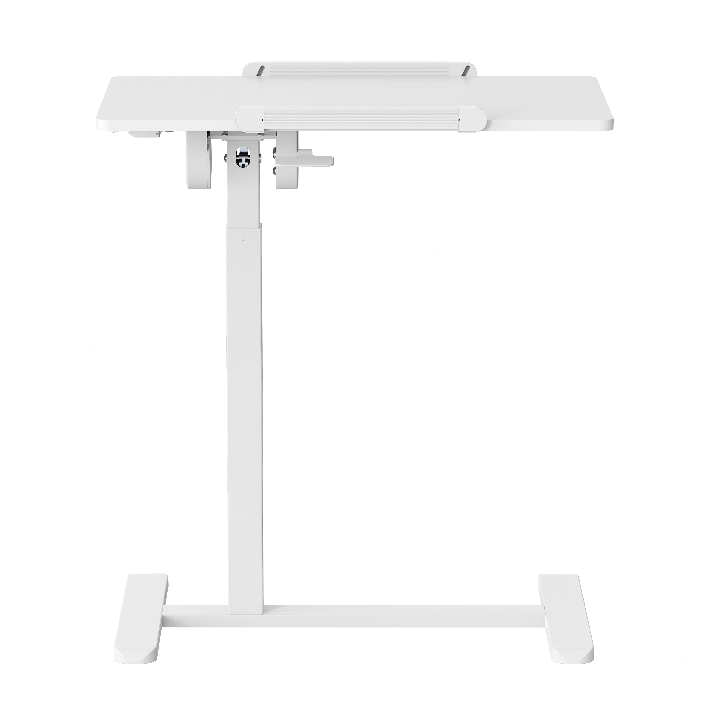 Sit-to-Stand Rolling Adjustable Laptop Cart, Height & Tilt Adjustable Mobile Workstation with Hidden Wheels, Steel Frame Safety Ledge for Home Office Classroom Bedside