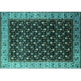 thumbnail image 1 of Ahgly Company Machine Washable Indoor Rectangle Oriental Turquoise Blue Industrial Area Rugs, 2' x 4', 1 of 4