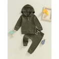 thumbnail image 2 of FEORJGP Toddler Boys Girls 2Pcs Solid Basic Outfits 3M 6M 12M 18M 2T 3T Infant Baby Long Sleeve Hoodies Pullovers Button Front Sweatshirts Tops and Trhion Casual Warm Clothes for Spring Fall, 2 of 7