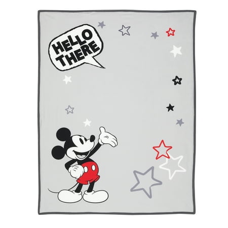 UPC: 0084122009738 | Lambs & Ivy Disney Baby MICKEY MOUSE Picture Perfect Baby Blanket – Gray