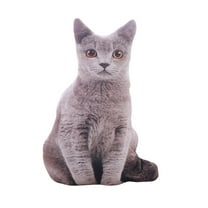 1PC Grey Simulated Cat Plush Throw Pillow 3D Stereo Cushion Soft Stuffed Toy for Home Decor and Kids