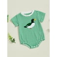 thumbnail image 2 of SUNSIOM Barboteuses pour Bébés Garçons Broderie Canard Rayures Col Rond Manches Courtes Vêtements d'Été Combinaisons, 2 of 6
