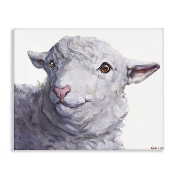 Stupell Industries Rustic Lodge Large Sheep Head Animal Watercolor Canvas Art, 20 x 16, by George Dyachenko