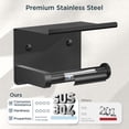 thumbnail image 5 of TVOFEK Toilet Paper Holder with Shelf Stainless Steel, Adhesive or Screw Toilet Paper Roll Holder Wall Mounted Fits Mega Rolls, Black, 5 of 18