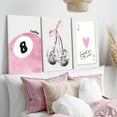 thumbnail image 2 of JBZZD Pink Coquette Canvas Wall Art Set of 3 Trendy Preppy Disco 8 Ball Cherry Wall Decor Posters Room Decor Prints Pictures for College Apartment Girls Bedroom Living Room Und 12x16 In, 2 of 7