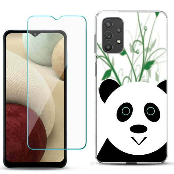 Slim-Fit TPU Phone Case compatible with Samsung Galaxy A32 5G, with Tempered Glass Screen Protector, by OneToughShield ® - Panda
