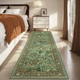 thumbnail image 5 of Tzou Floral Washable Runner Rugs for Living Room, 2x6ft Vintage Non-Slip Boho Carpet, Soft Stain-Resistant Indoor Rug for Bedroom, Office(Light Green), 5 of 9