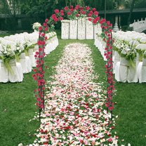 46.65"W X 87.2"H Garden Trellis, Outdoor Wedding Arbor, Metal Arch Trellis with Stakes, Climbing Plants Arbor Party Decoration Décor