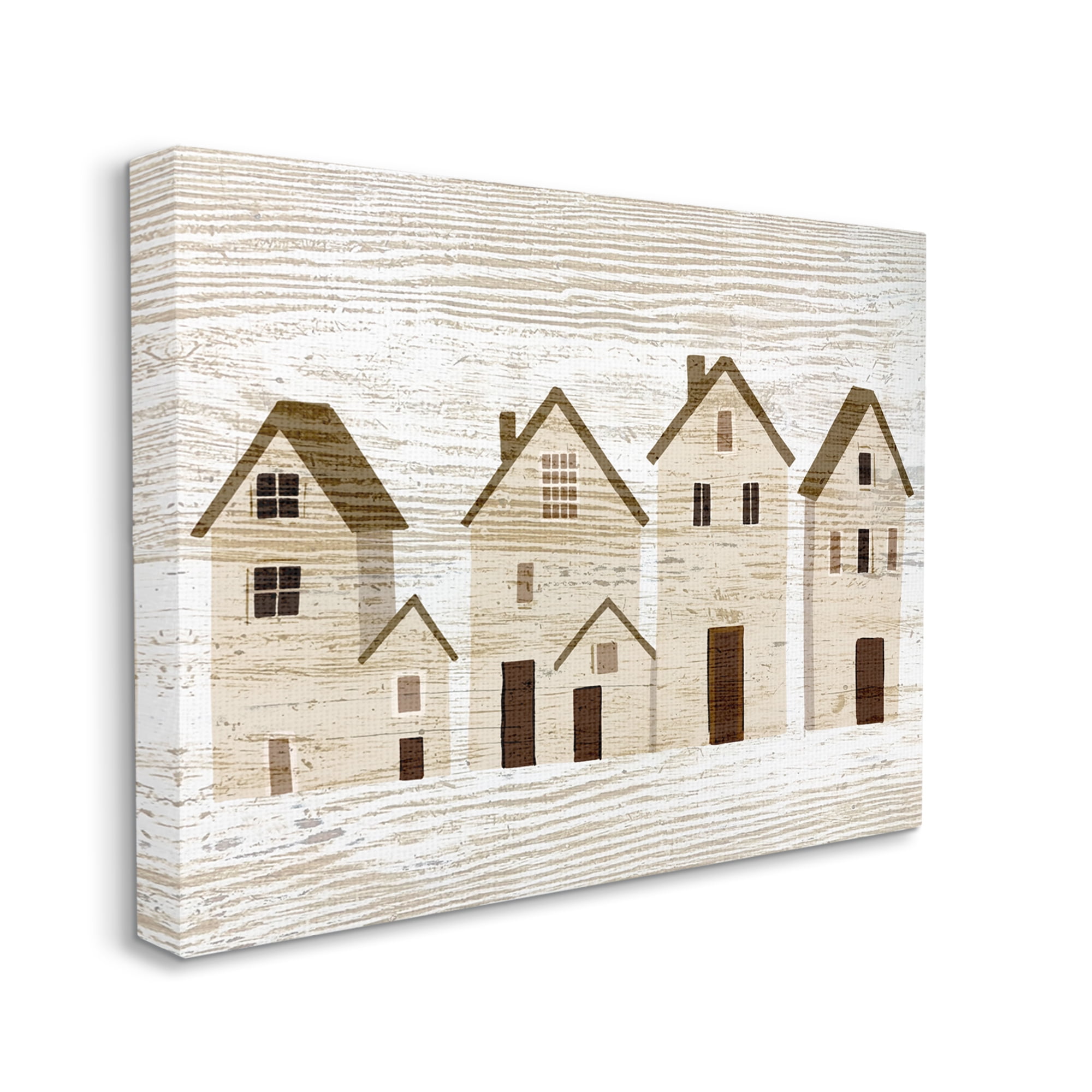 Stupell Industries Rustic Neighborhood Houses Art for Kids Painting Gallery Wrapped Canvas Print Wall Art, 30 x 24