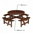 thumbnail image 5 of Aukfa Wooden Picnic Table for 8,Outdoor Round Picnic Table w/ 3 Benches for Garden, Backyard,Brown, 5 of 7