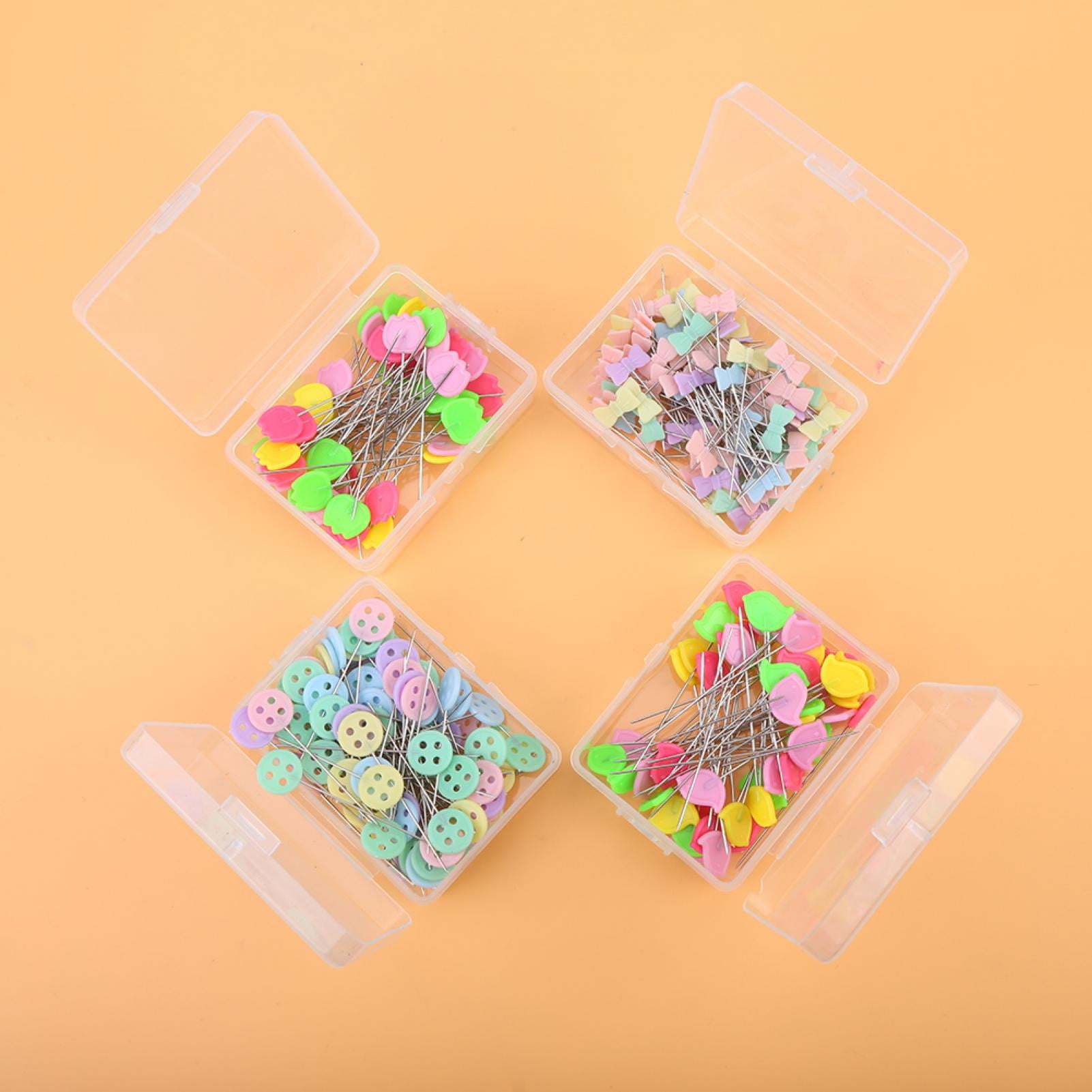 KIT-1 Pack of 300 Pcs Head Pins Flower or Bear Flat Button Head Pins DIY Quilting Tool Sewing Accessories 