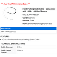 thumbnail image 2 of Front Parking Brake Cable - Compatible with 1984 - 1991 Ford Bronco - Raybestos, 2 of 2