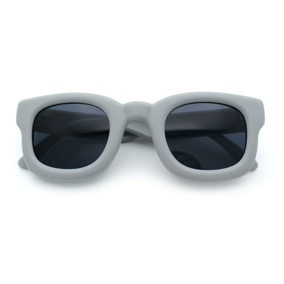 Retro Nostalgic Thick Bubble Plastic Frame Retro Horn Rim Sunglasses Grey - Black