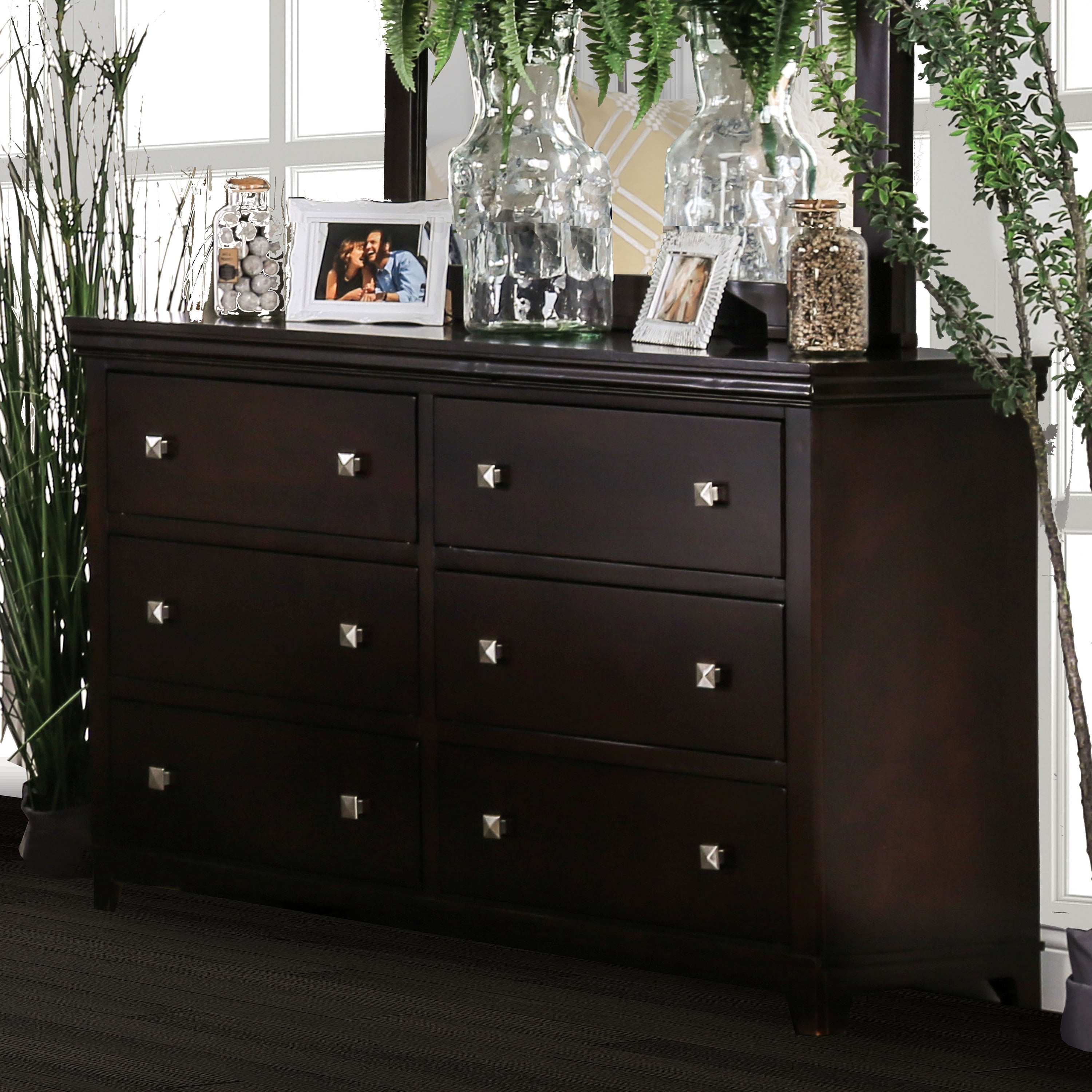 Furniture of America Katherine Transitional 6Drawer Dresser, Espresso