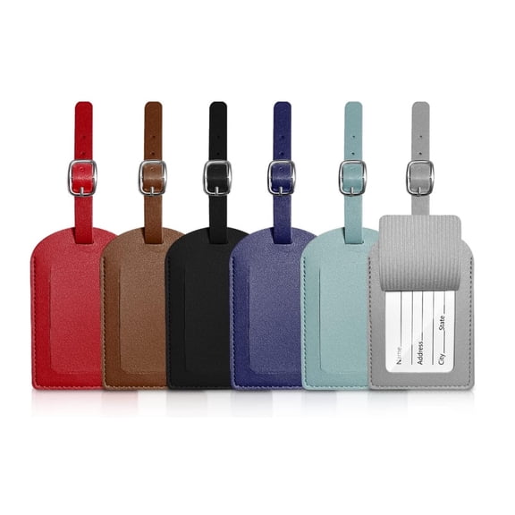 5Pcs Luggage Tags, PU Leather Suitcase Tags Handbag Tags Personalized Card Holder Luggage Tags For Suitcases, Color Suitcase ID Tag Set To Prevent Loss Of Bags And Suitcases (Random Multicolor)