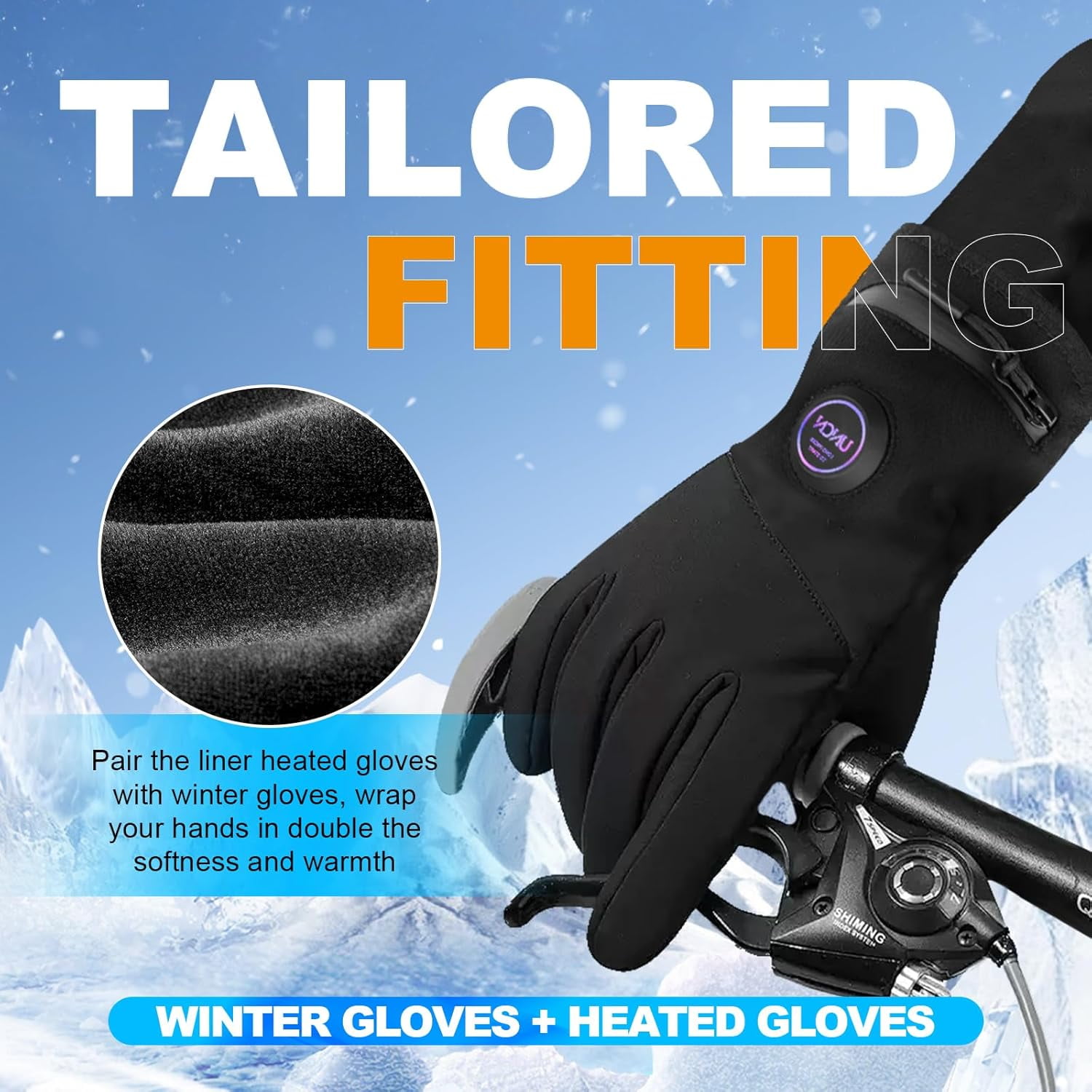 Uncn Men Women Rechargeable Heated Gloves - 3 Heating Zones USB Charging Full Finger Gloves, Cotton Blend Sporty Ski Gloves Winter Warmth,M