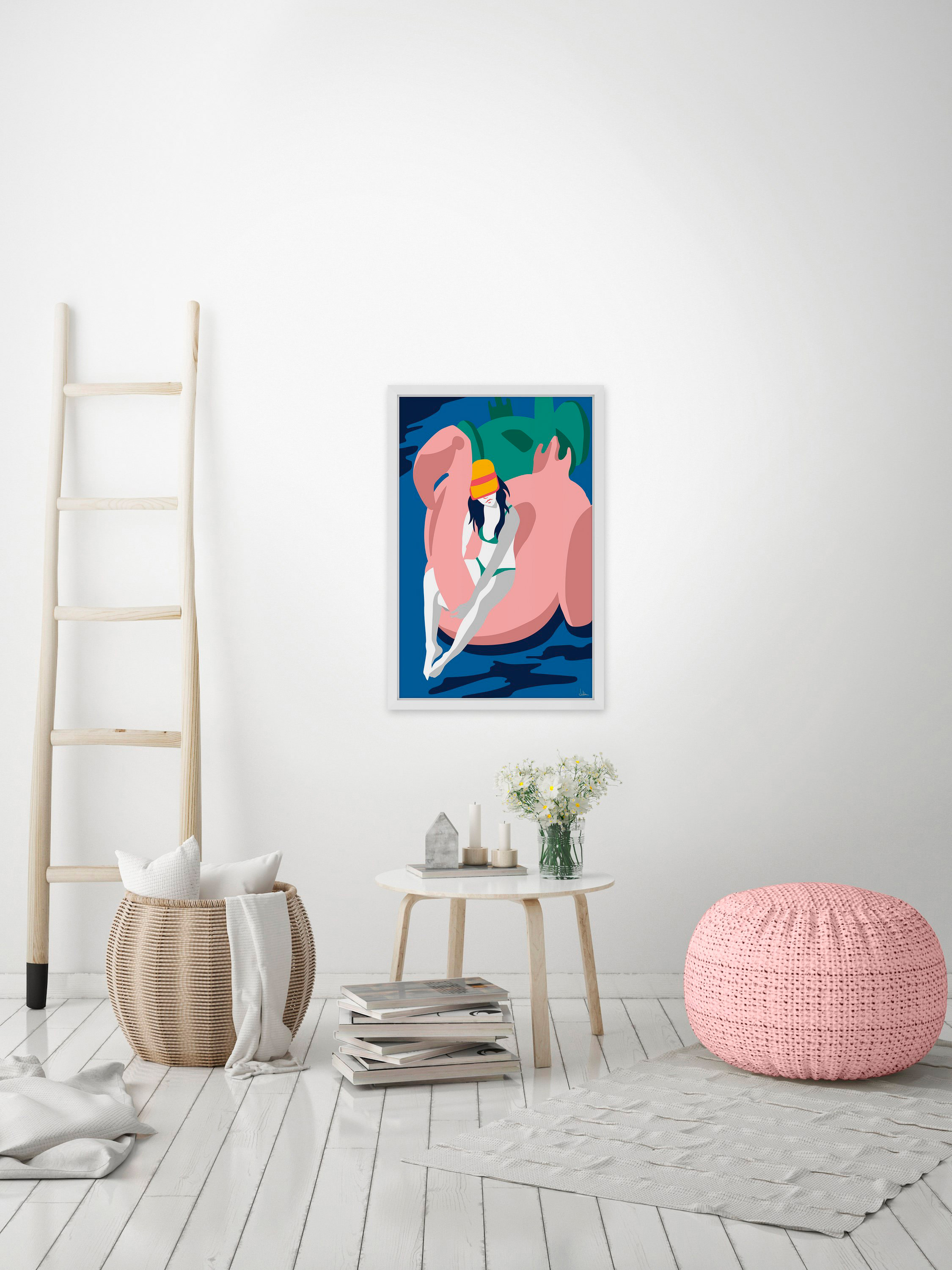 Floating Flamingo II Framed Painting Print