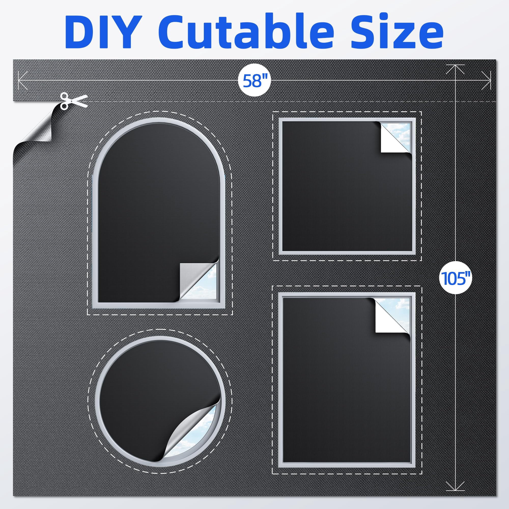 Magnetic Blackout Window Cover with Strong Magnets – 45" x 58" Portable Blackout Curtains for Bedroom, No Drill Black Out Blinds & Temporary Black Out Shades for Windows Film RV Travel Skylight