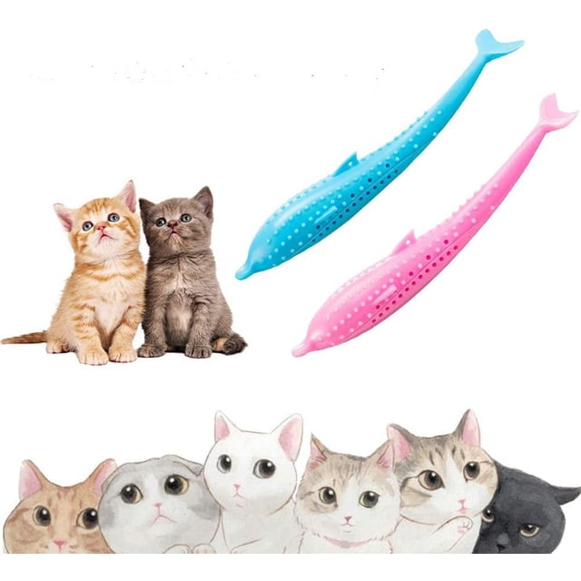 Cats Toothbrush, Cat Fish Shape Tooth Cleaning Toy, Catnip Cat Toy, Catnip Toy, Cat Toothbrush, Fish Cat Toy, Toothbrush for Cats, Chewing Tooth Cleaning Toy