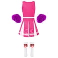 thumbnail image 4 of Alvivi Kids Girls Schoolgirls Cheer Leader Costume Cheerleading Team Uniform Dance Crop Top with Skirt Pom Poms Socks Pink 7-8, 4 of 5