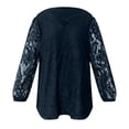 thumbnail image 4 of YUGYXL Plus Size Lace Blouse for Women Criss Cross V Neck Tunic Tops Solid Long Sleeve Loose Dressy Business Casual Shirts Blue XXXXXL, 4 of 8