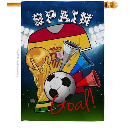 World Cup Spain Soccer Sports 28 x 40 in. Double-Sided Decorative Vertical House Flags for Decoration Banner Garden Yard Gift