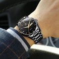thumbnail image 2 of Reloj de oro para hombre, reloj de vestir de negocios de cuarzo analógico, fecha, acero inoxidable, clásico, de lujo, luminoso, resistente al agua, informal, para hombre, negro, 2 of 5