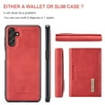 thumbnail image 4 of SaniMore Case for Samsung Galaxy A13 5G 6.5" 2021, Retro PU Leather Case Soft TPU Inner Detachable Magnetic Folding Card Pocket Flip Kickstand Anti-drop Shockproof Protectiive Case, Red, 4 of 9