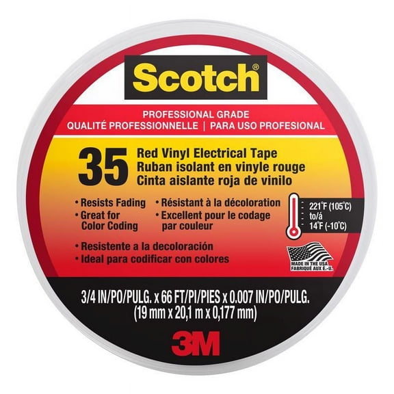 10 Pc, 3M Scotch 3/4 In. W X 66 Ft. L Red Vinyl Electrical Tape