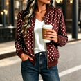 thumbnail image 2 of Xijirk Women Polka Dot Bomber Jacket Zip Up Long Sleeve Ribbed Trim Coat for Spring Fall Daily Wear, 2 of 8