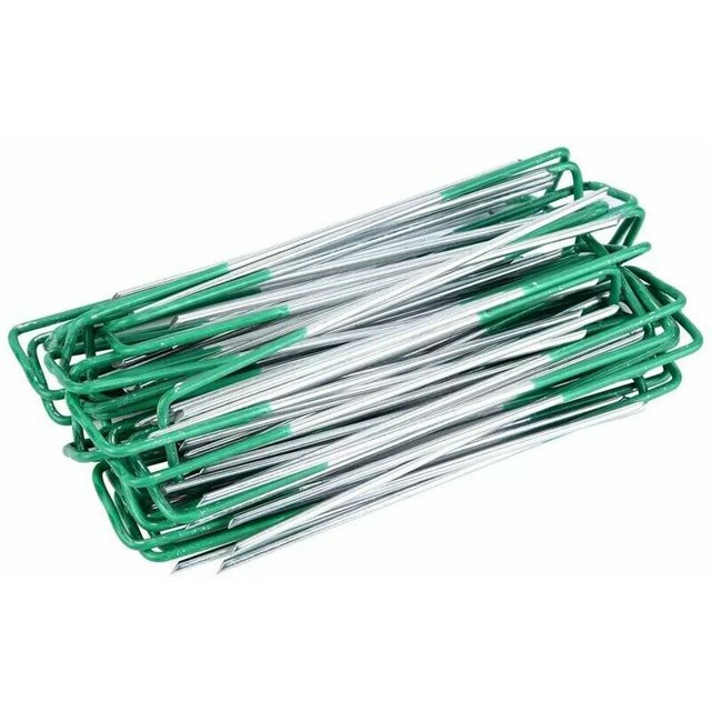 50 Uds estacas de fijación, estacas de jardín, grapas de césped sintético verde, para cubiertas de suelo de jardín, fijación de césped sintético al aire libre