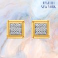 thumbnail image 5 of Jewelili 14K Yellow Gold Over Sterling Silver with 1/2 Cttw Natural White Round Diamond Men's Stud Earrings, 5 of 10