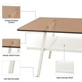 thumbnail image 4 of Rectangle Coffee Table, Tempered Glass Tabletop with White Metal Legs, Modern Table for Living Room , Brown Glass, 4 of 9