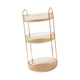 thumbnail image 5 of Soporte para brochas de maquillaje, especiero, organizador portátil giratorio de 3 niveles para el cuidado de la piel, frutero para escritorio, mesa, oro, 5 of 9