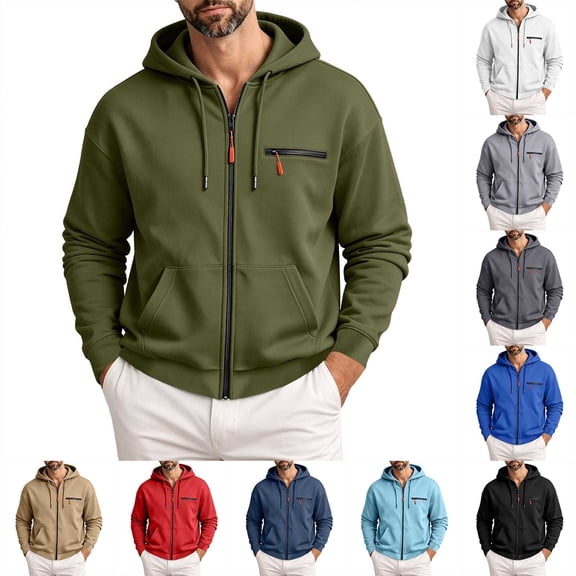 UVEASISHA Mens Zipper Hoodies Oversized Casual Hooded Sweatshirt Jacket Drop Shoulder Long Sleeve Lightweight Athletic Jackets Loose Fit Workout Clothes Army Green L