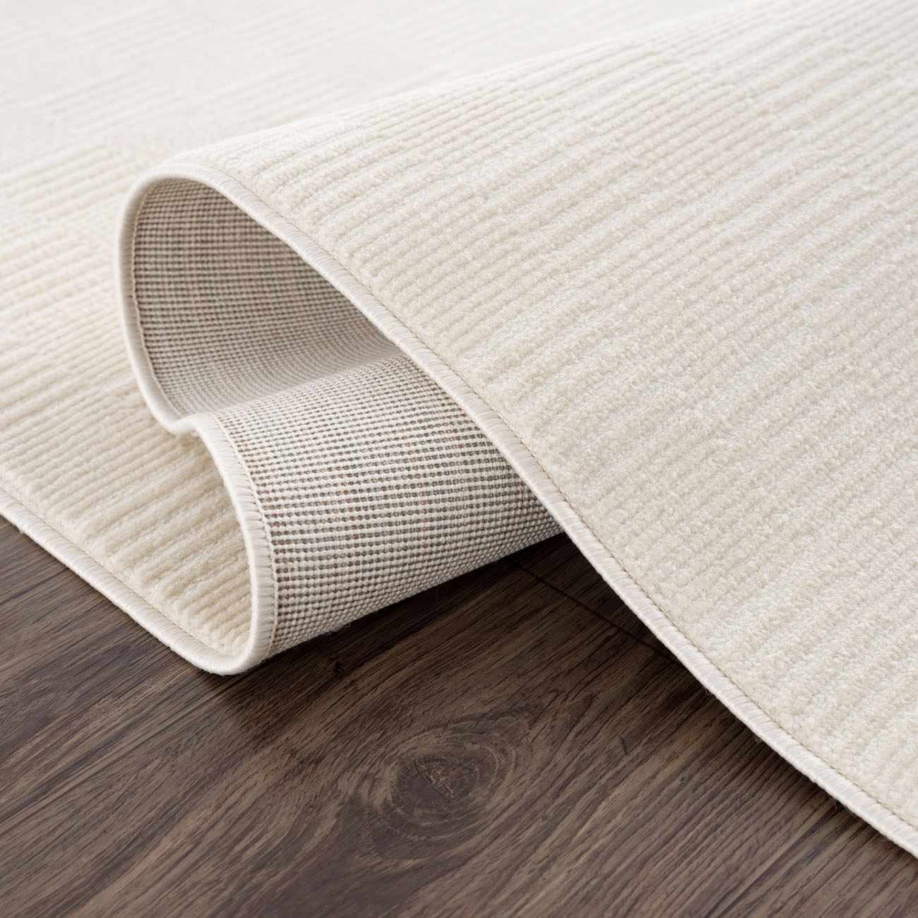Hauteloom Kazuma Hallway, Kitchen Machine Washable Runner Rug - Square Piles, Checkered - White, Cream - 2'7" x 10'