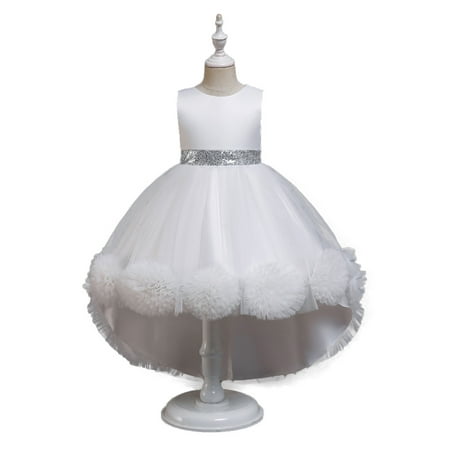 

elfinBE Baby Girl Swallow Tail Solid Color Bow Elegant Princess Mesh Tulle Dress 2-10T
