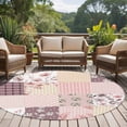 thumbnail image 4 of Round Area Rug 8 Ft, Boho Spring Floral Washable Non-Slip Circle Carpet for Living Room/Bedroom, Vintage Flowers Patchwork Plaid Pink Collection Low-Profile Large Area Rugs for Indoor, 4 of 8