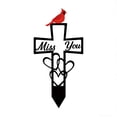 thumbnail image 2 of Black Iron Metal Garden Ground Stake - Weatherproof Memorial Cemetery Flower Decoration for Courtyard Lawn, 2 of 7