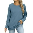 thumbnail image 7 of kytmyeq Women's Sweatshirts Trendy Crewneck Long Sleeve Shirts Color Block Pullover Tops Comfy, 7 of 7