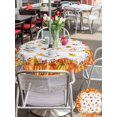 thumbnail image 4 of Outdoor Tablecloth with Umbrella Hole and Zipper, Orange Fall Round Table Cloth 54 Inch Waterproof Tablecloth, Vintage Maple Leaf Pumpkins Thanksgiving Picnic Table Cover for Patio Camping, 4 of 7