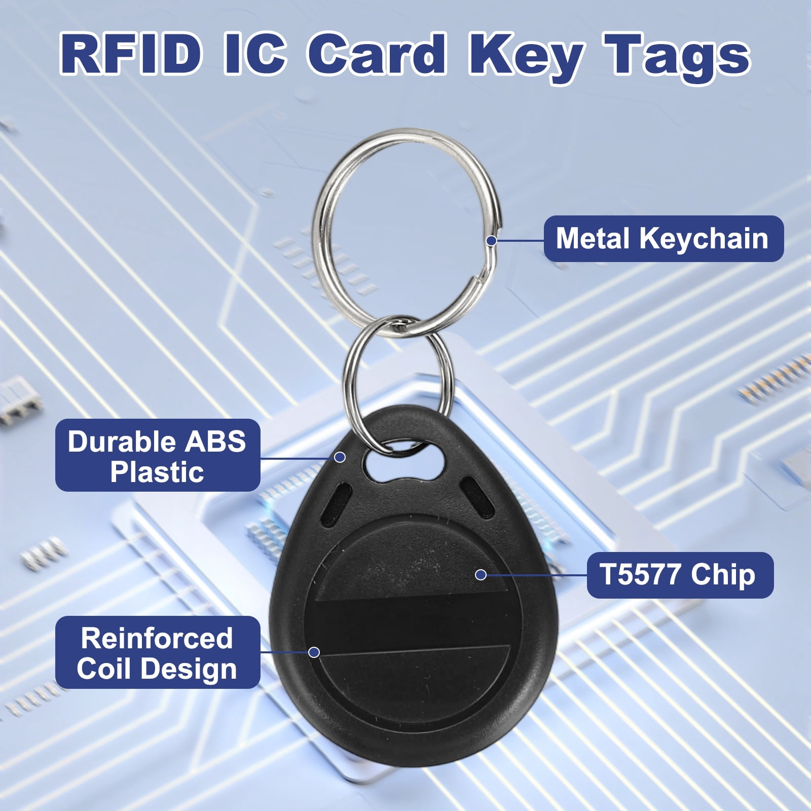 Uxcell 125kHz T5577 RFID Key Fob Tag, (Black) (30pcs), Writable Rewritable Smart Key Fobs Tags Blank Clone IC Card Key Classic 1K, Suit for - Entry Access Control Systems