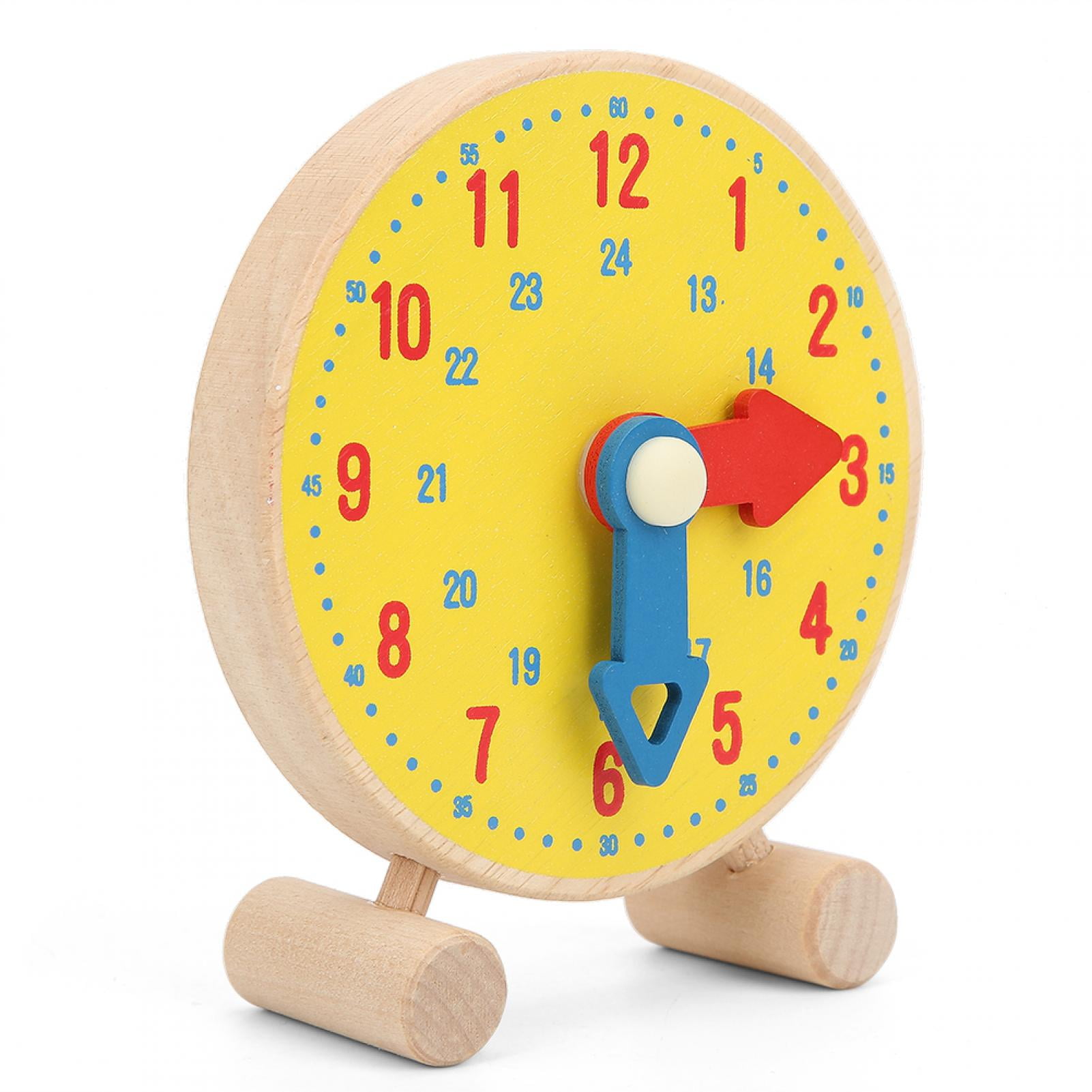 Gupbes Teaching Clocks Numbers Clock Model Toy Wooden Clock Learning Educational Kindergarten Toy for Children,Wood Clock Toy