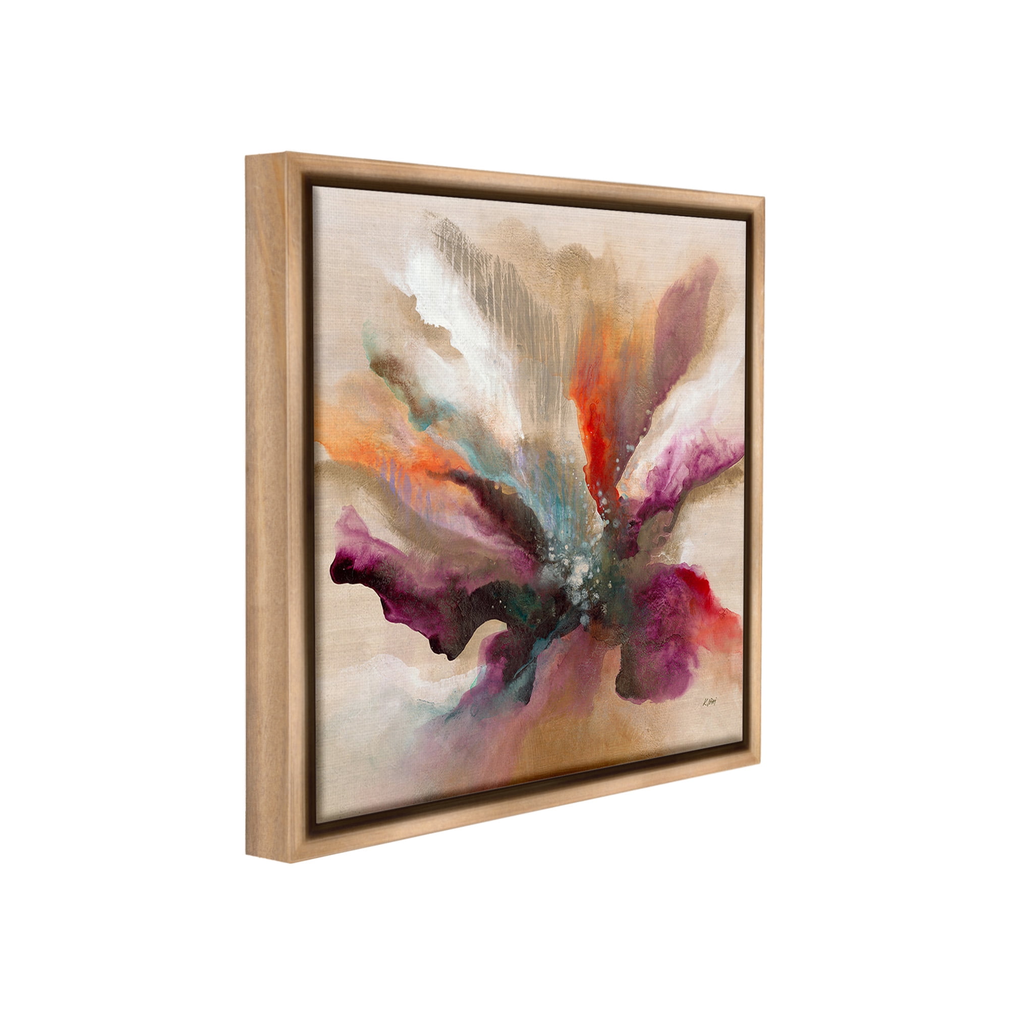 Stupell Industries Modern Botanical Leaves Botanical & Floral Painting Brown Floater Framed Canvas Art Print Wall Art, 18 x 18