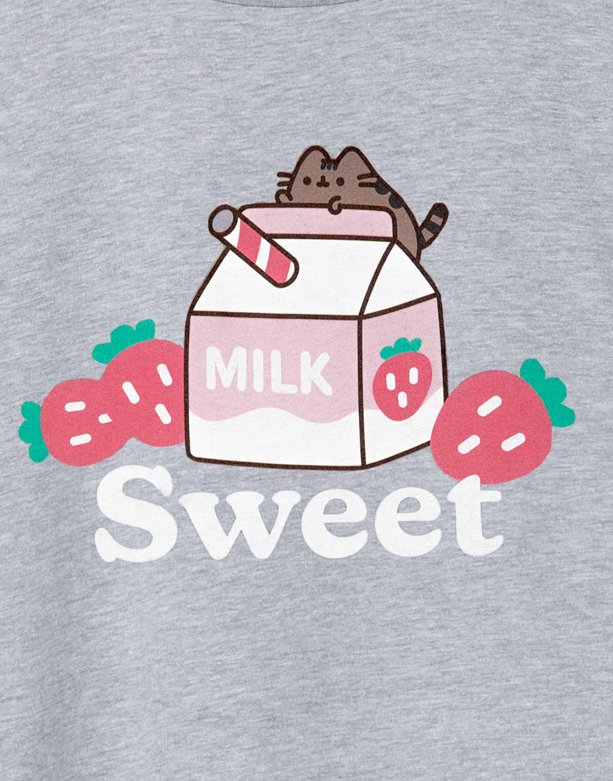 Pusheen Mädchen T-Shirt Grau Meliert Kurzarm – Mit „Sweet Sips“-Design, 100% Baumwolle