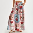 thumbnail image 2 of WTOBBY Women's High Waisted Wide Leg Pants Casual Flowy with Pockets and Vibrant Floral Print, Ideal for Spring Summer Beach Vacations, Garden Parties and Outdoor Adventures,Pink S, 2 of 5