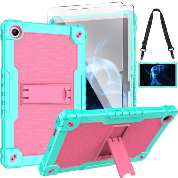 FIEWESEY for Walmart Onn 11 Tablet Pro (Model:100110027) Case,Heavy-Duty Drop-Proof Shockproof Hybrid Kids Friendly Protective Case for Onn 11 Tablet Pro Screen Protector(Green/Pink,2 Pcs)
