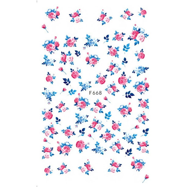 Pegatinas de flores para uñas, calcomanías 3D autoadhesivas para uñas, para primavera y verano, con diseños de rosas, accesorios para uñas.